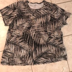 Black and white leaf blouse